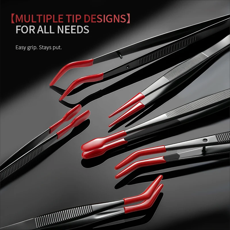 2/3/4/5/6pcs Stainless Steel Tweezers With Rubber Tips Tweezers Tip Bent Tip Tweezers Tipped Tweezers Rubber PVC Silicone Coated