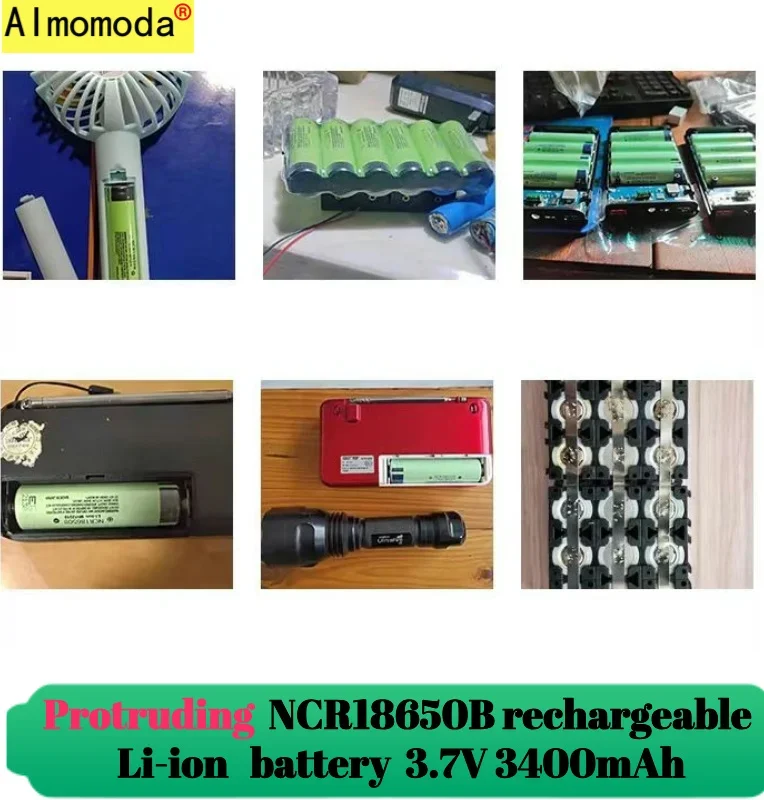 2024 batteria al litio ricaricabile USB 100% sporgente NCR18650 3.7V 3400mAh 34B caricabatterie USB torcia a batteria originale