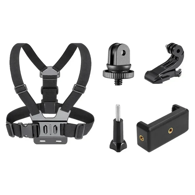 

Hands-Free Sport Camera Chest Strap Mount Harness Strap Holder Cell Phone Clip Five-in-one Suit