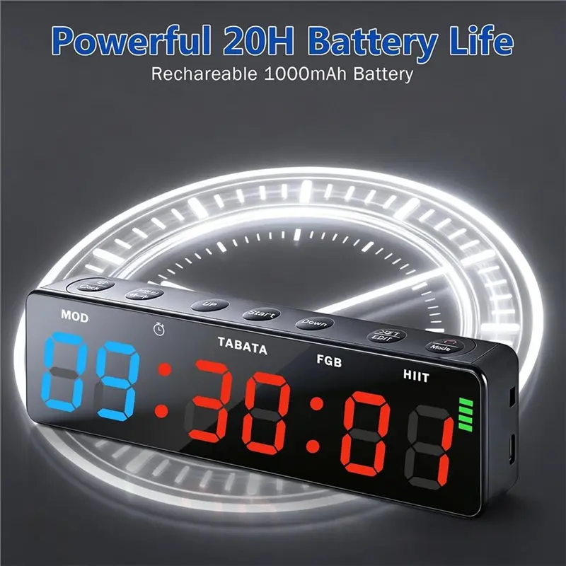 CYCLI-Small Gym Timer Clock Rechargeable With Powerful Magnet Digital Fitness Clock With Countdown Countup Tabatas EMOM FGB