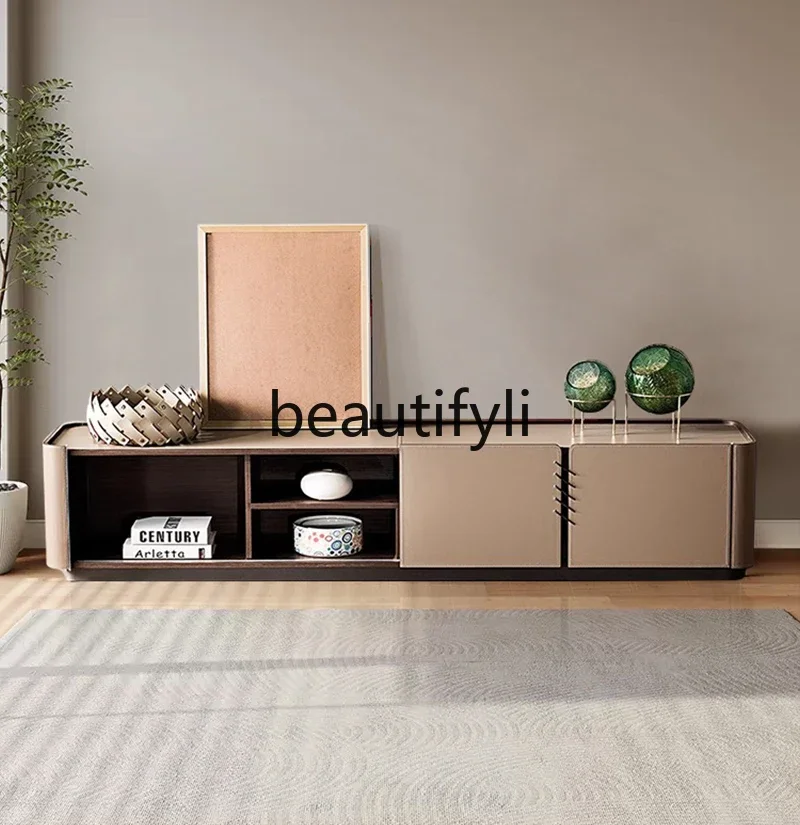 

Italian rock slab coffee table TV cabinet combination modern large and small apartment living room floor cabinetAsmt5203