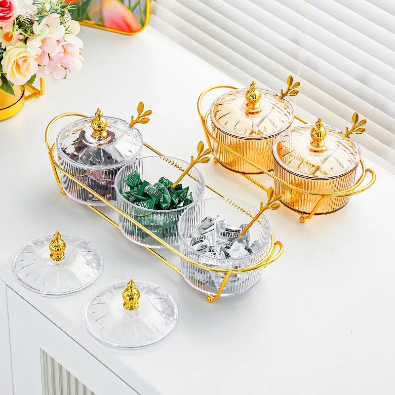 

Light Luxury Multi-Grid Plastic Fruit Tray Divided Snack Plate For KTV Bar Home Commercial Use