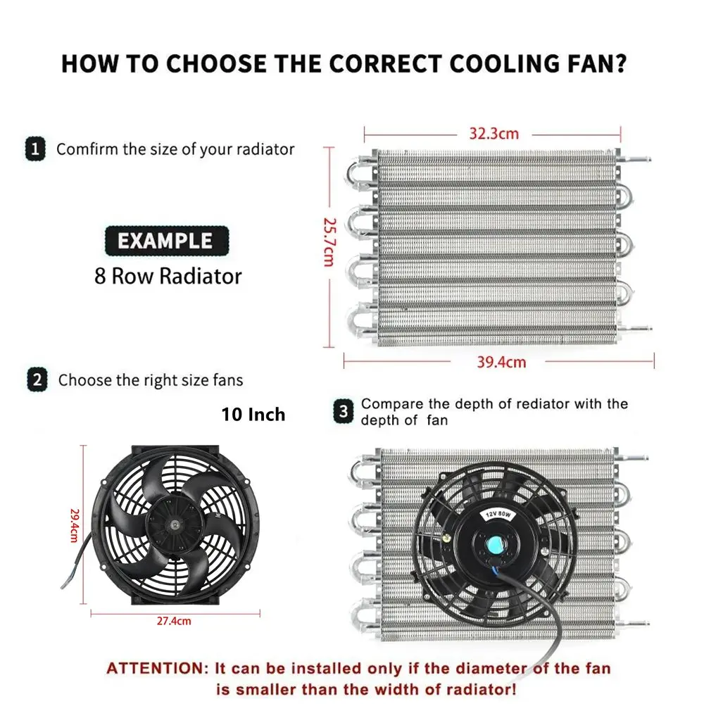 Raffreddamento dell\'olio del radiatore della trasmissione in alluminio universale a 8 file + Kit di raffreddamento della ventola sottile dell\'aria