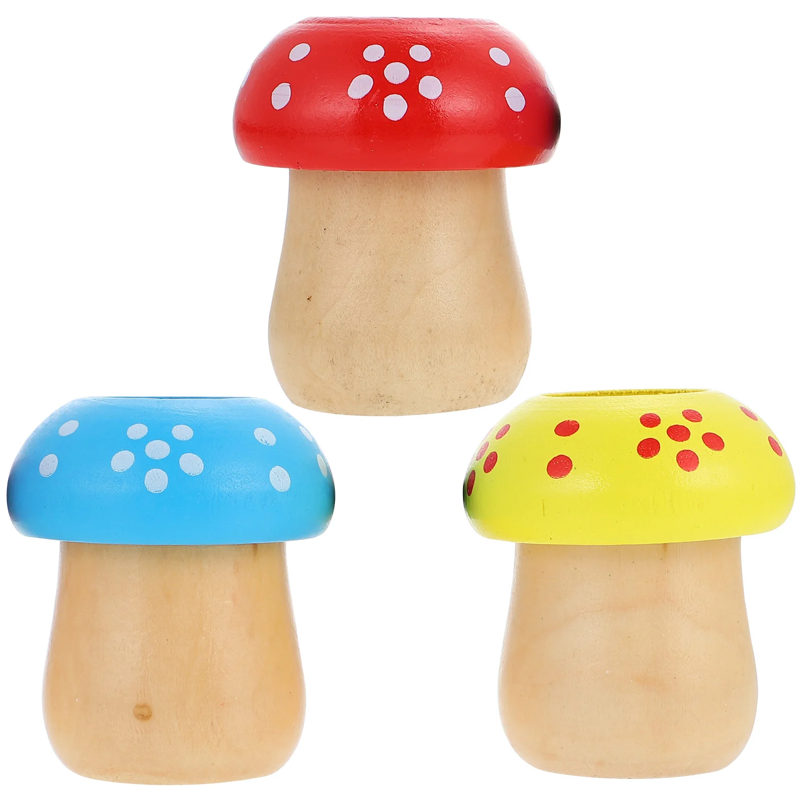 3 Pcs Wooden Kaleidoscope Toys Mushroom Shape Kids Rotating Observation Baby Toy Promote Vision Grasping Development Safe