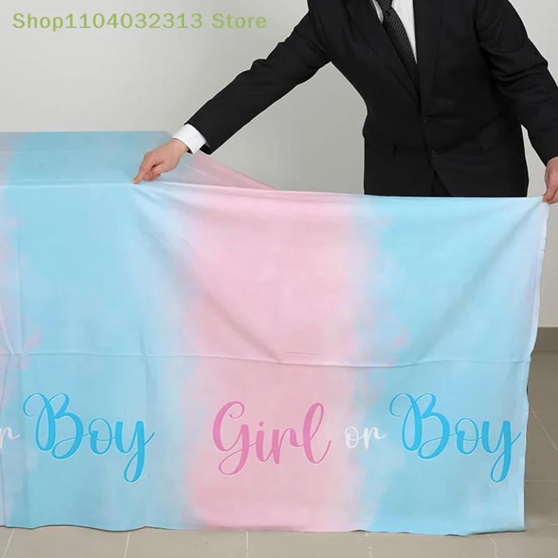 Plastic Table Cover Gender Reveal Tablecloth - Pink & Blue Rectangular , for Baby Shower, Baptism, Birthday Party Decorations