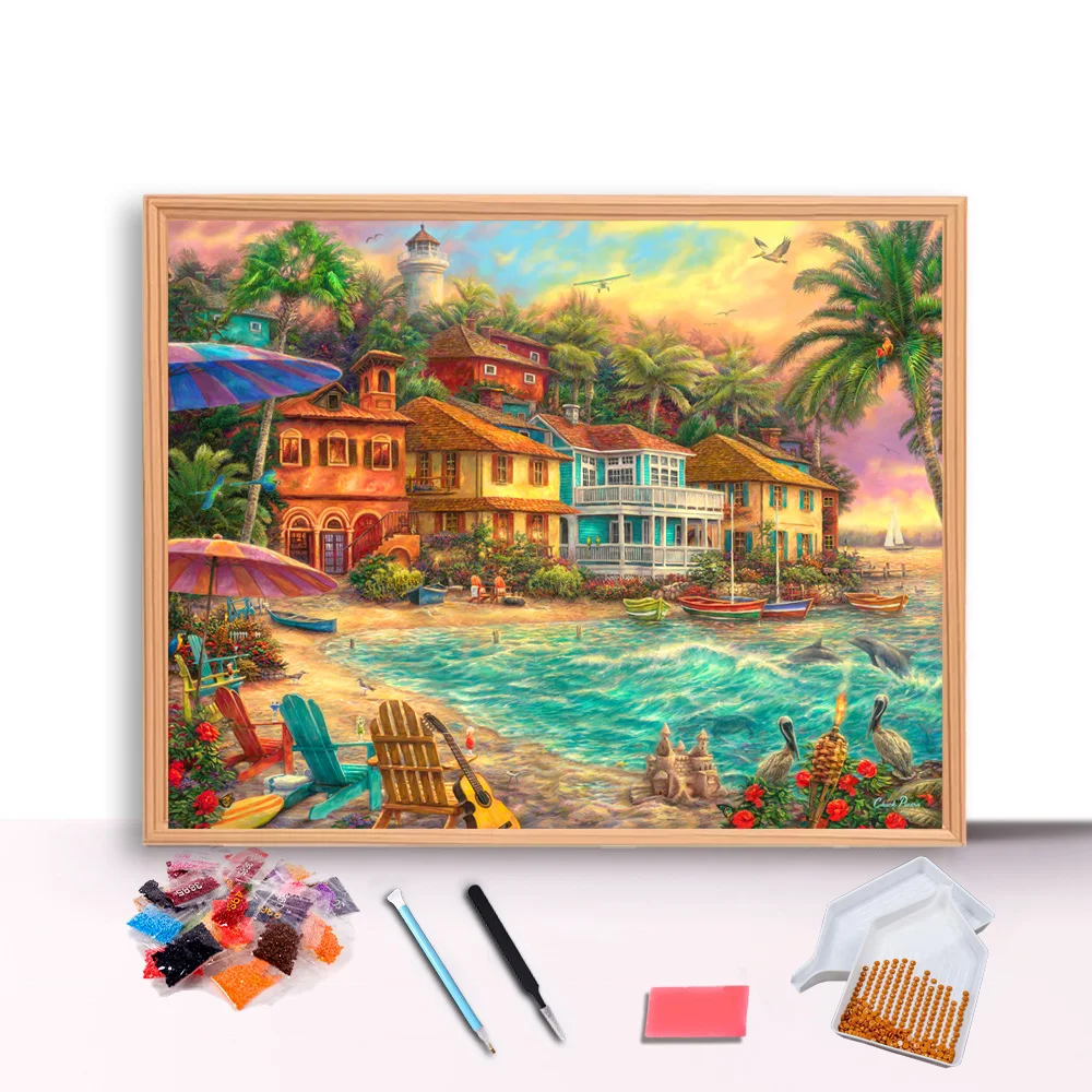 

Hot sale diy diamond painting landscape custom 5D full diamond painting for adult painting and wall art