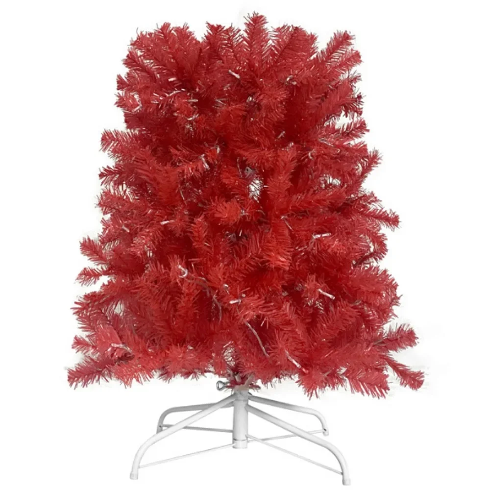 6 Foot Artificial Fir Curved Top Christmas Tree, Christmas Tree Bendable Santa Hat Style, 1250 Lush Branch Tips, 300 LED Lights