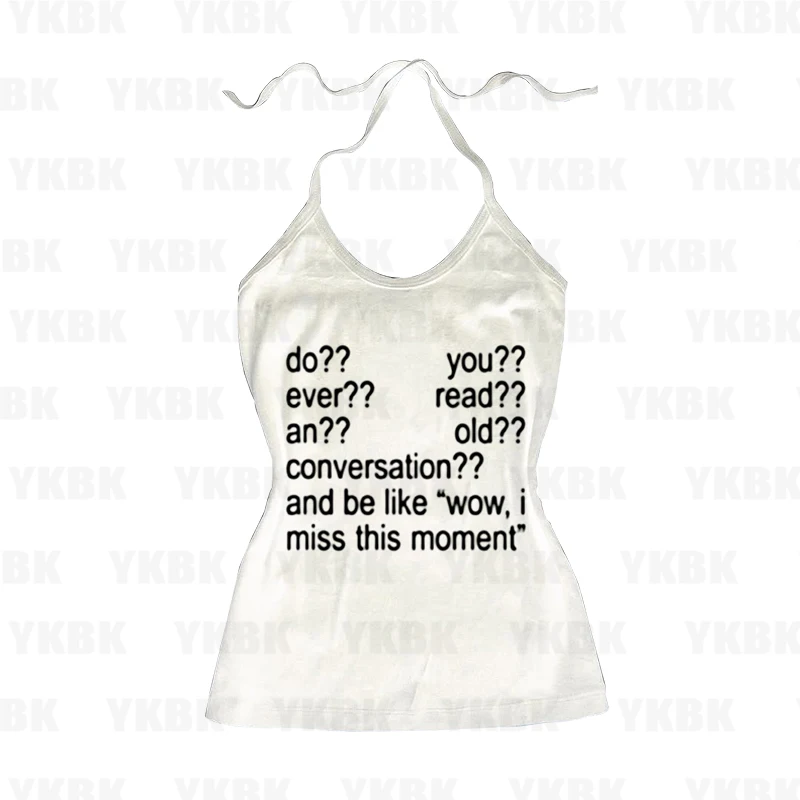 Mode Lässig Y2K Drucken Anime Brief Goth 90er Jahre Frau Kleidung Oansatz Korsett Tops Straße Mädchen Sommer Low-Neck sexy Neckholder Top ﻿
