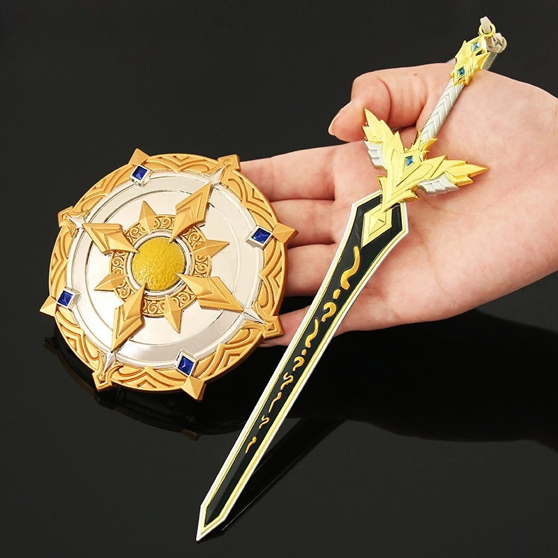 22cm/8.66in 중국 애니메이션 주변기기 라이트 소드 롱 하오첸 라이트 메탈 무기 모델 데스크탑 장난감 장식품 소년 선물