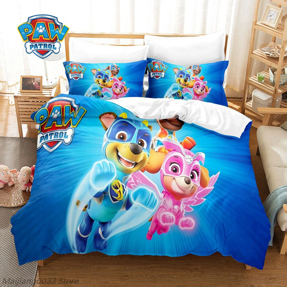 Paw Patrol Bedding Set 3Pcs Duvet Cover Chase Marshall Skye Rubble Rocky Zuma Everest Ryder Kids Boys Girls Gift