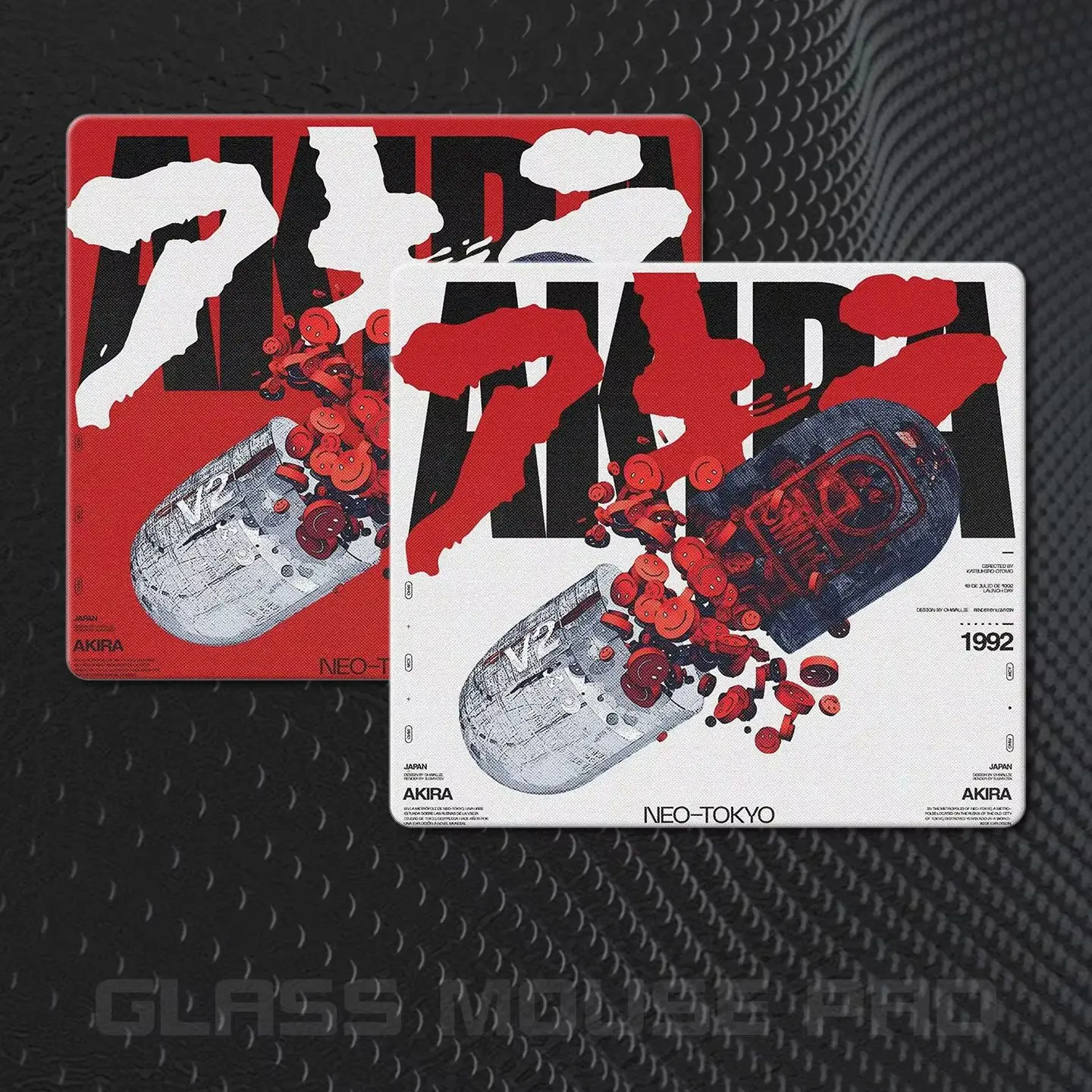 Japanese Tokyo Pill Y2K Cool Glass Mouse Pad Esports Gaming Glass Mat Clear Tempered Glass Desk Keyboard Accessory Pad Office