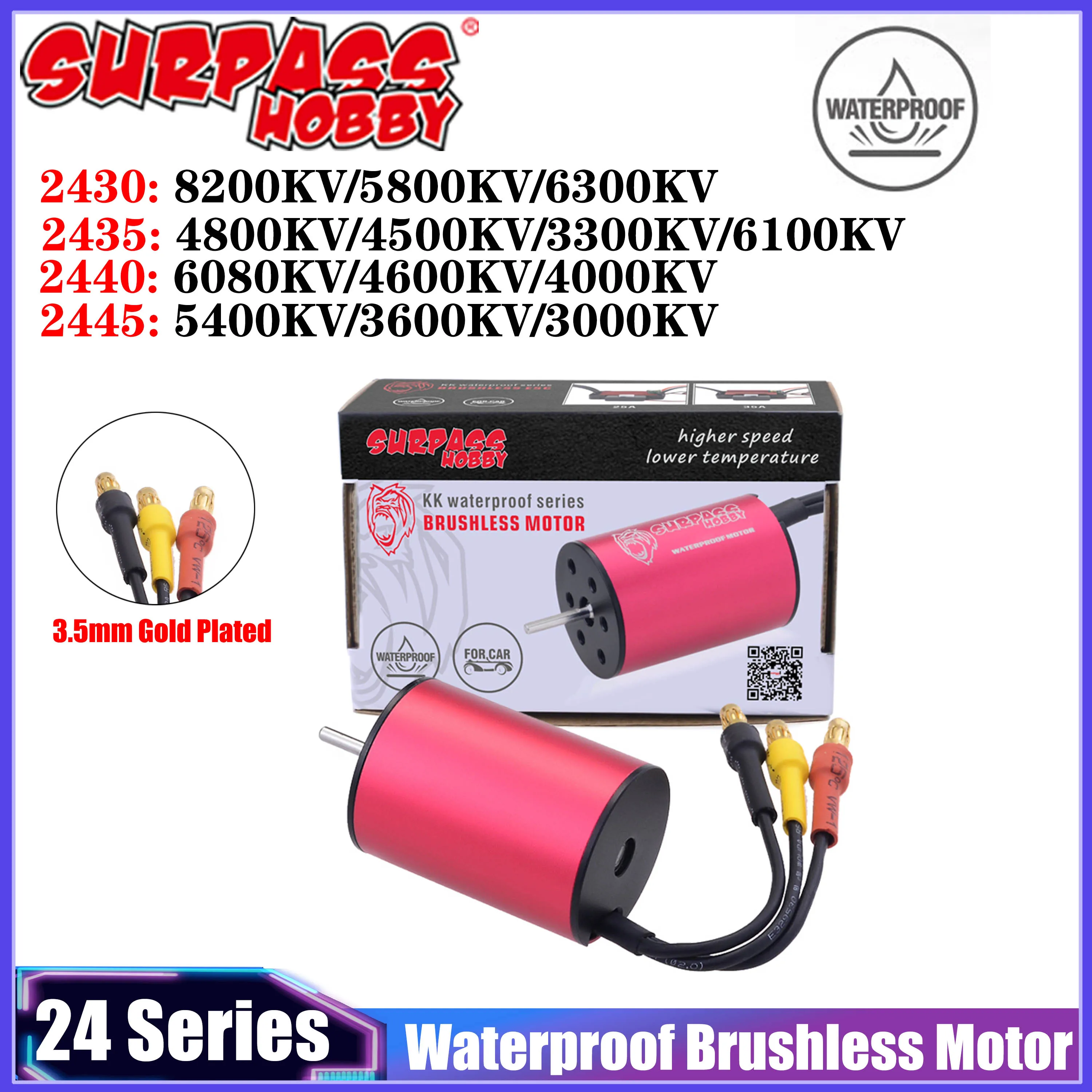 

SURPASS HOBBY 2430 2435 2440 2445 8200KV 6300KV 4800KV 3600KV Водонепроницаемый бесщеточный двигатель для 1/16 1/18 RC автомобиля, лодки, детали модели