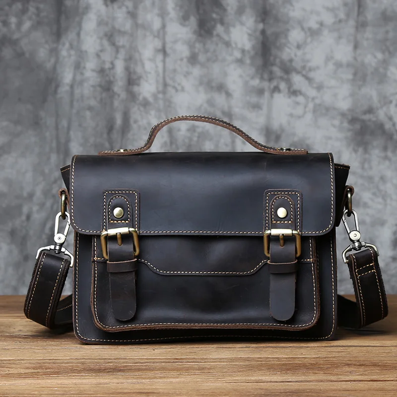 NZPJ Retro Leder Männer der Briefträger Tasche Crazy Horse männer Tasche Top Schicht Rindsleder Schulter Tasche Beiläufige Handtasche Für 10-zoll IPad – Detail 17
