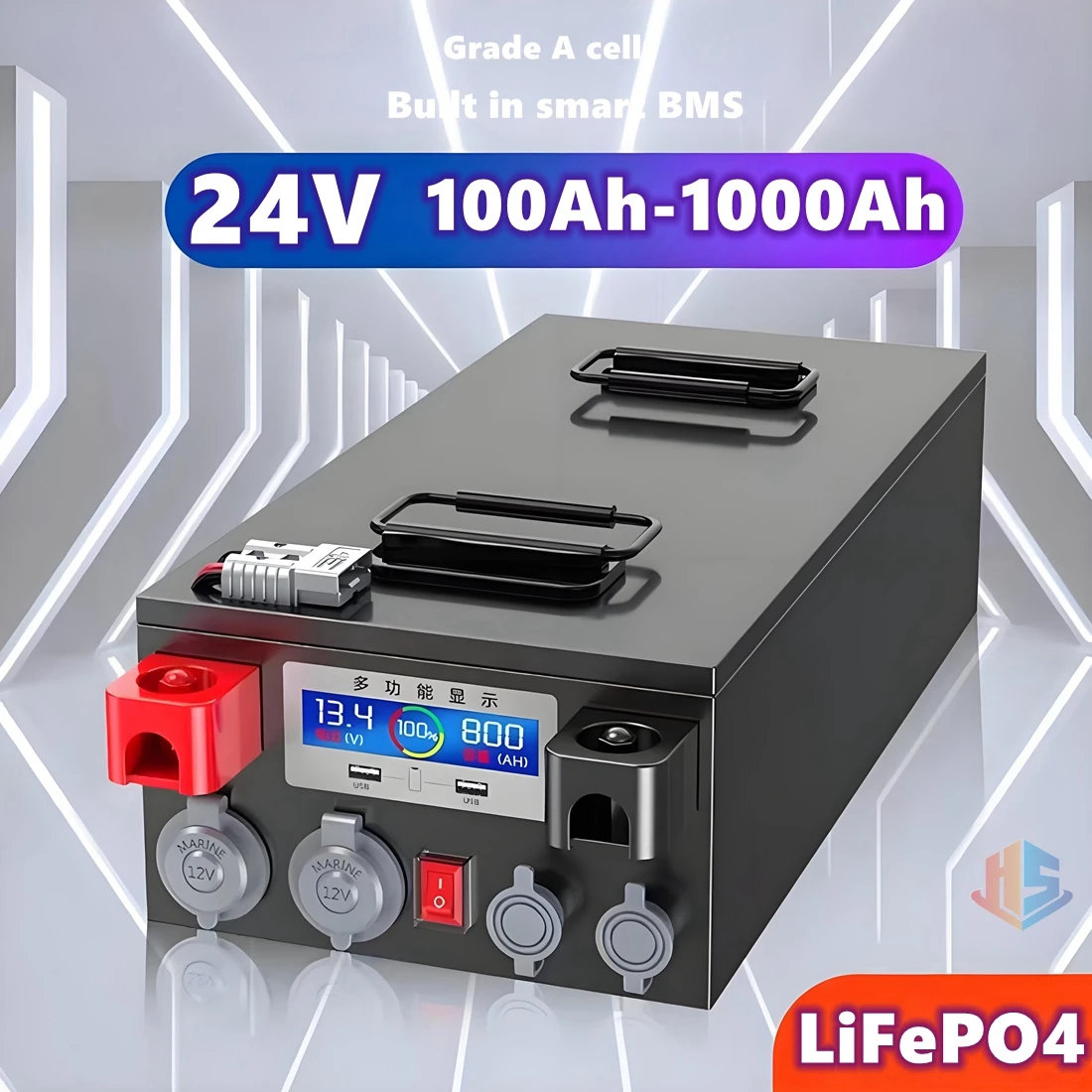 Global bestseller multifunctional 24V 1000Ah deep cycle rechargeable 24V LiFePO4 battery Camping RV fishing boat Outdoor power
