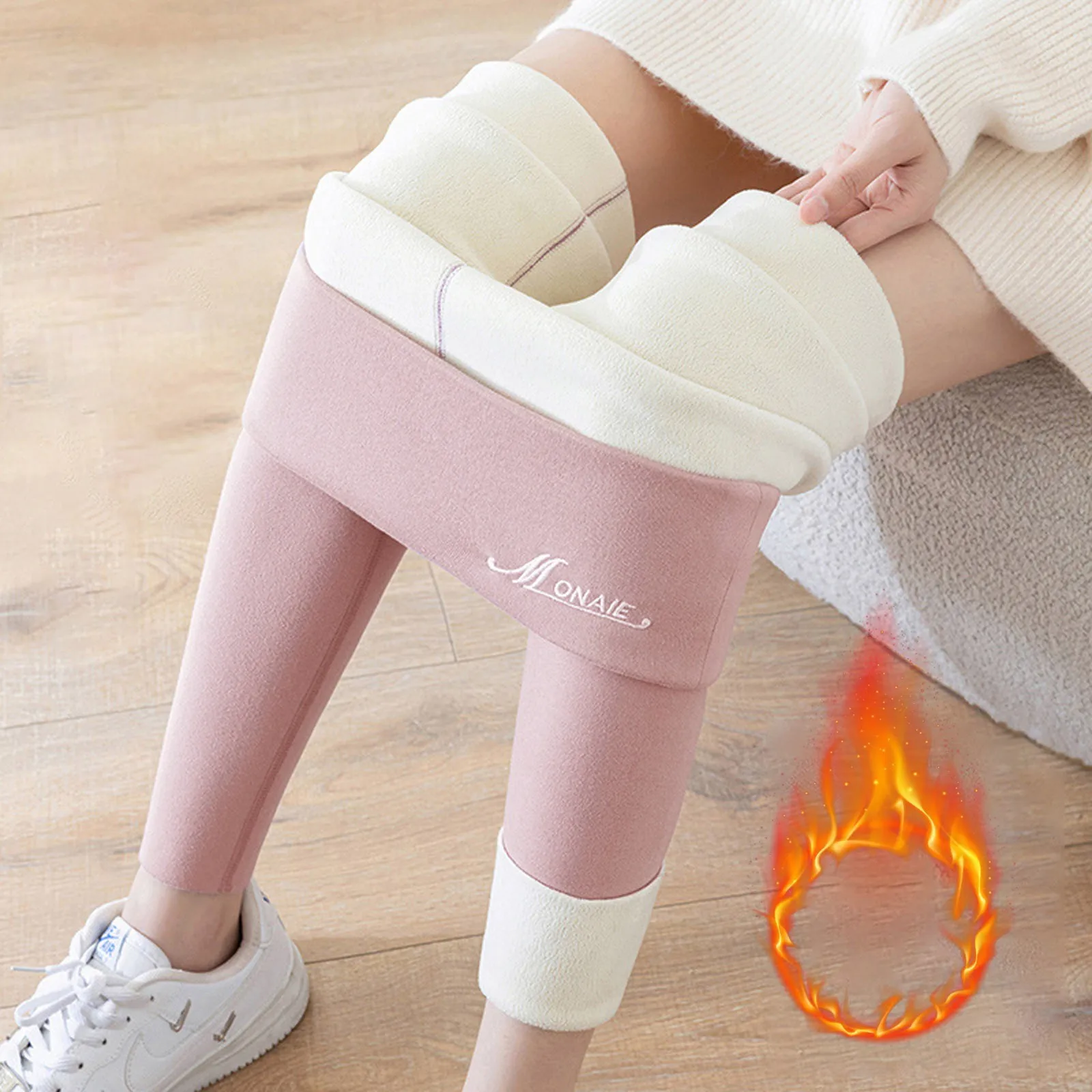 ผู้หญิงLeggingsอบอุ่นฤดูหนาวLamb CashmereกางเกงขายาวเอวสูงButt Lift Slimหนากํามะหยี่แฟชั่นTights Plush Upกางเกง