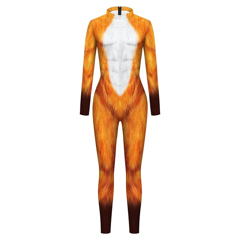 Disfraz de jirafa para adultos, mono con estampado Animal 3D, zorro, Tigre, serpiente, leopardo, Catsuit, Zentai