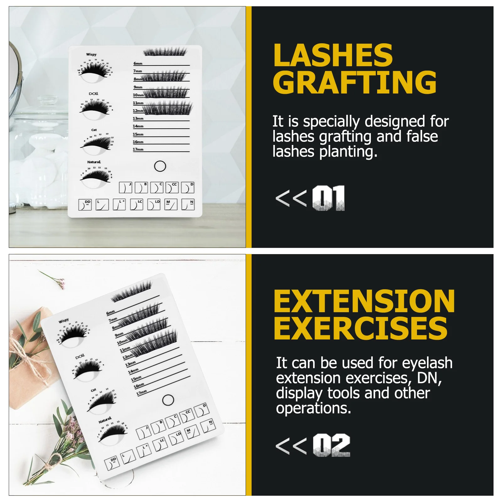 1pc Tabellone per ciglia Vassoio per estensione ciglia in acrilico per ciglia finte Innesto Salon Tool Organizer Piastra di stoccaggio Fornitura