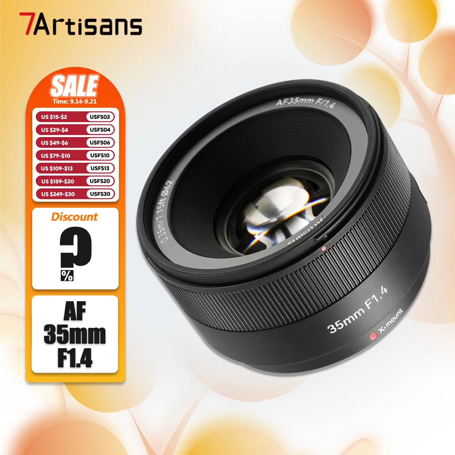 

7artisans AF 35mm F1.4 Large Aperture Camera Prime Lens for Humanities Photography with Fujifilm XF-mount XT-30 XE4 XT5