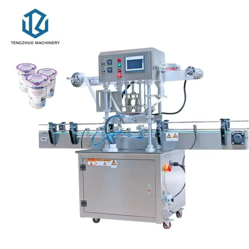 Newest Automatic 2 Heads Roll Film Seal Machinery Jar Bottle Cap Heat Sealing Machine