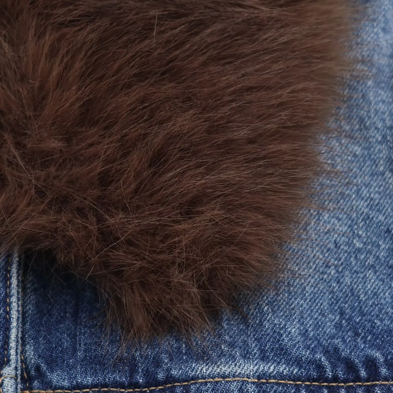 Dark Wash Denim Jacket with Removable Faux Fur Collar Women Cropped Long Sleeve Casual Y2K Korean Fashion Cowboy Coat