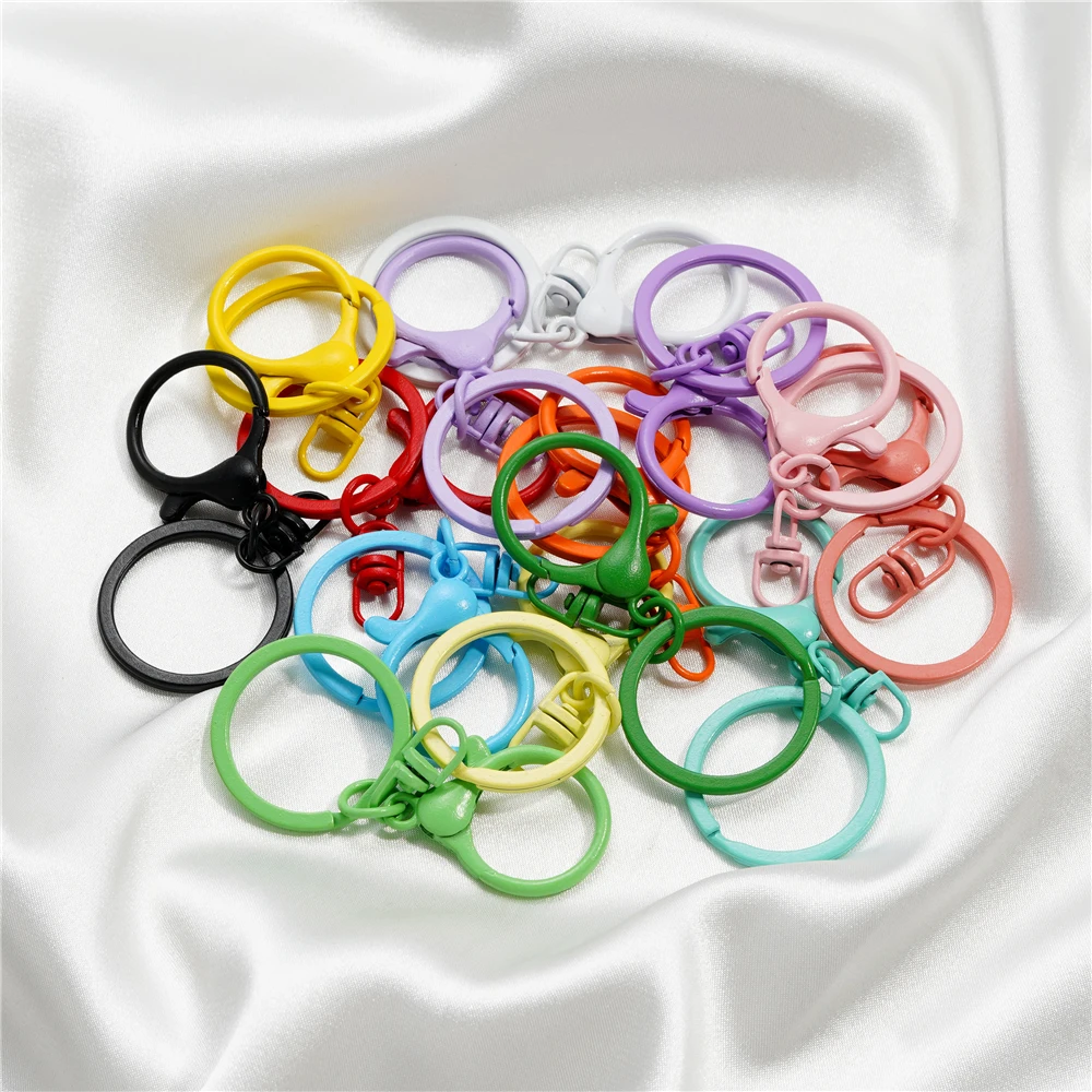 5Pcs/Set  68mm Color Metal Ring Lobster Clasp Hooks Chain Key Ring For Jewelry Making DIY Keychain Make Supplies Accessories
