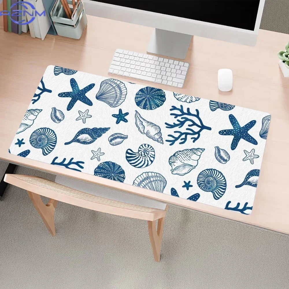 Cute Seashells Starfish Desk Mat  Mouse Pad Gaming Mousepad Deskpad Mouse Pads Gamer for Keyboard Laptop MacBook Desk Interior