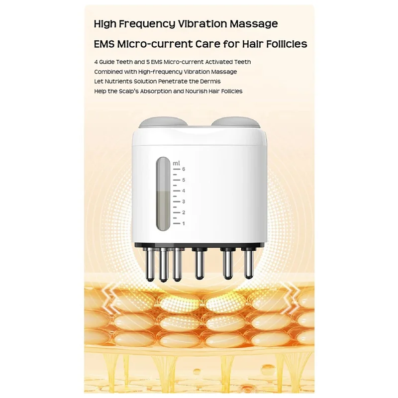 B51C أداة توزيع فروة الرأس الكهربائية، أدوات العناية بفروة الرأس، مشط تدليك دوار للزيوت العطرية #6