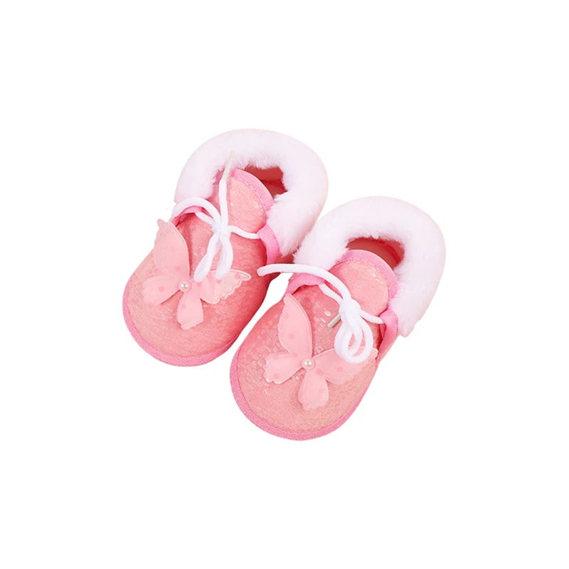 

Baby Girls Winter Shoes Soft Sole Butterfly Non-slip Indoor Flats Toddler Shoes for Winter