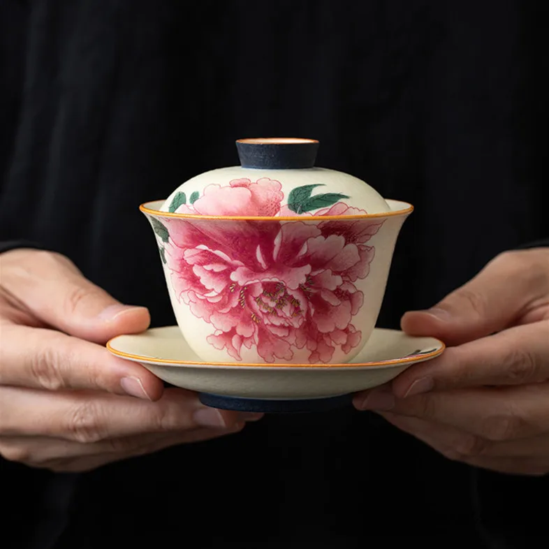 

Китайская традиционная керамическая гавайская домашняя чайная подставка, цветочная чайная чашка ручной работы, портативный чайный сервиз для путешествий, аксессуары для чайной посуды, 110 мл