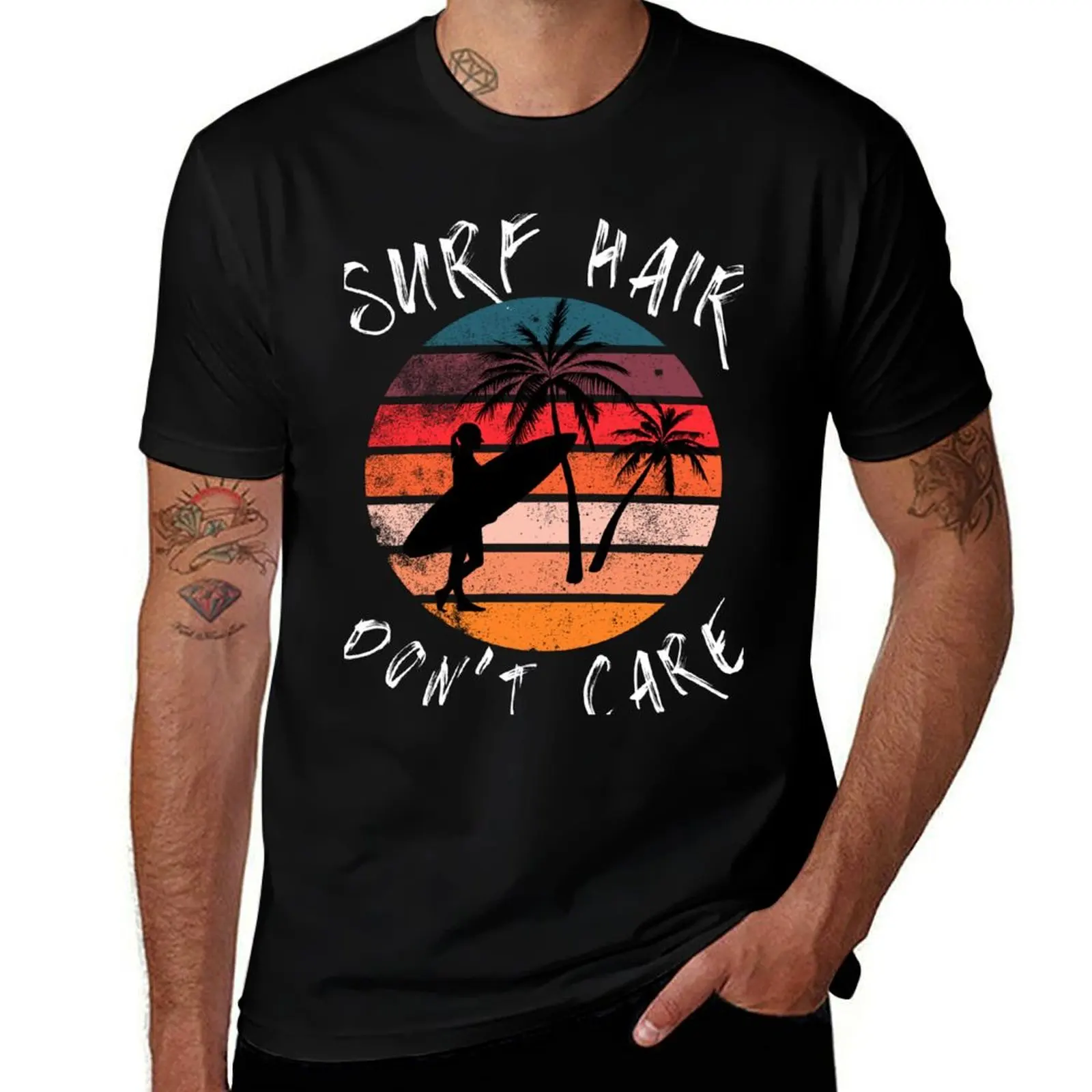 Surf Hair Don't Care Fun Summer Surfing T-Shirt Outdoor Activity Sports T-Shirt