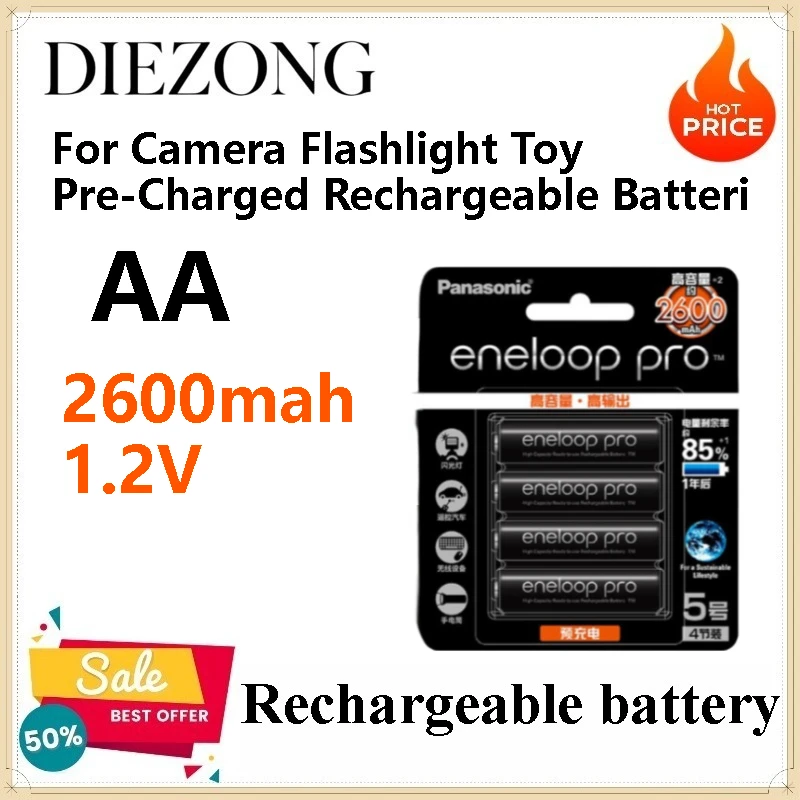 4pcs 26000mah 1.2v  for Panasonic Eneloop Original Battery Pro AA NI-MH Camera Flashlight Toy Pre-Charged Rechargeable Batteries