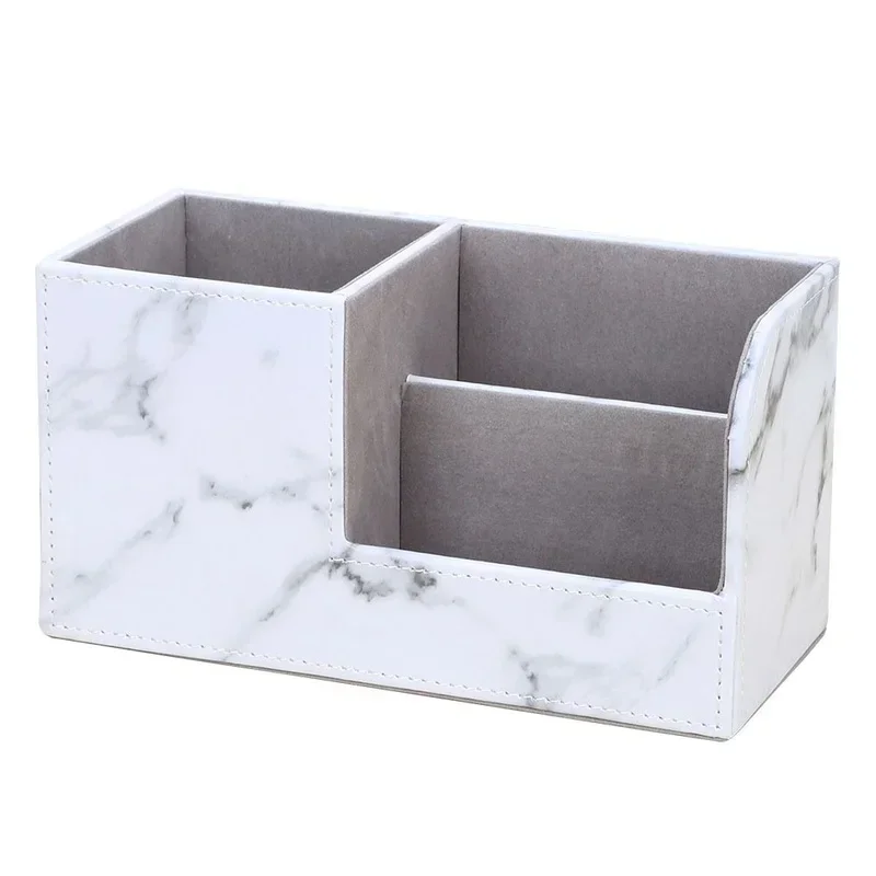 PU leather marble pattern small pen bag pencil storage box high-end creative desktop stationery storage box