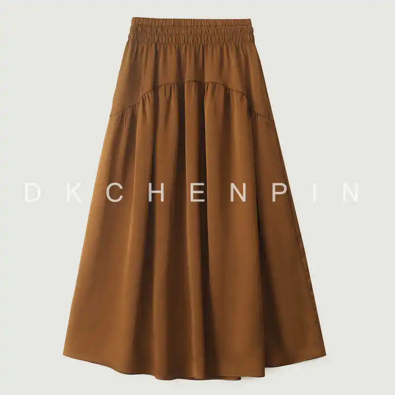 

Юбка миди с высокой талией, женская юбка А-силуэта, юбка-солнце с эластичным поясом, эффект похудения, для повседневной носки, приятная к телу, дышащая