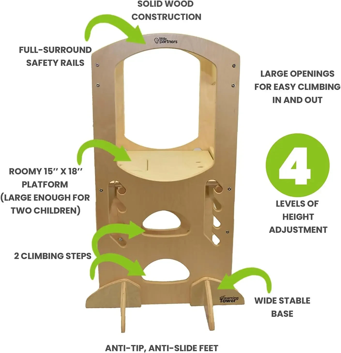 Taburete de cocina de altura ajustable para niños pequeños, fomenta el aprendizaje, torre de escalada de seguridad para encimera de cocina