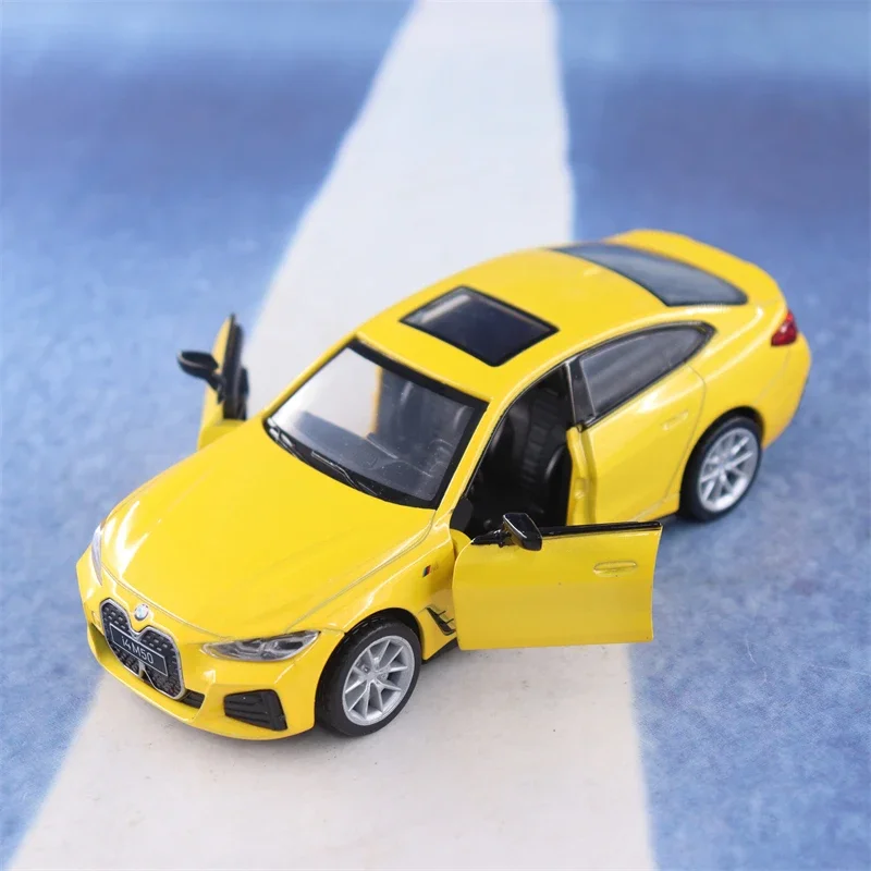 1:34 BMW I4 M50 sports car High Simulation Diecast Metal Alloy Model car Sound Light Pull Back Collection Kids Toy Gifts X51