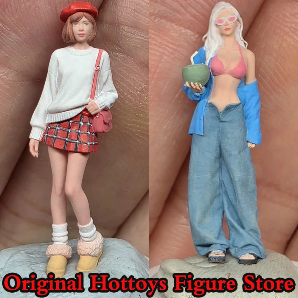 

2 Style 1/64 Scale Female Soldier Sweet Cool Girl Mini Painting Sculpture Full Set About 2.7cm Action Figure Model Collection