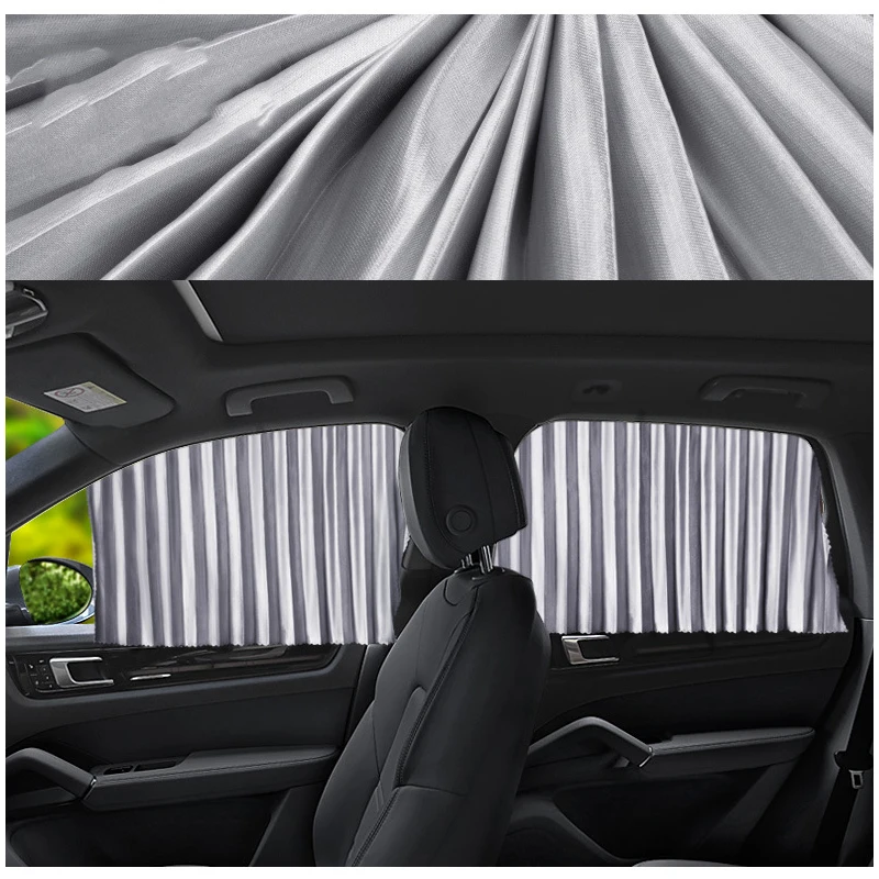 Car Side Window Magnetic Sunshade Sunscreen Heat Insulation Magnetic Suction Self-absorbing Pull Curtain Fabric Telescoping