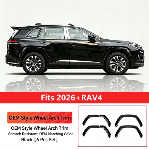 For Toyota RAV4 2026-2028 Wheel Arch Fender Flares ABS Black Exterior Protector Trim Cover Accessories Upgrade Kit Plus