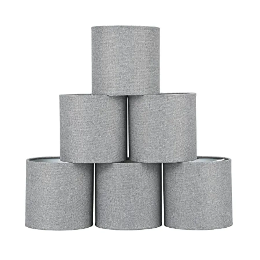 

MEMO Clip-on Chandelier Fabric Lamp Shades, Set of 6, Small Drum, 5.2"×5.2"×H5.2", Linen, Handmade, Modern Trendy Decorative, O