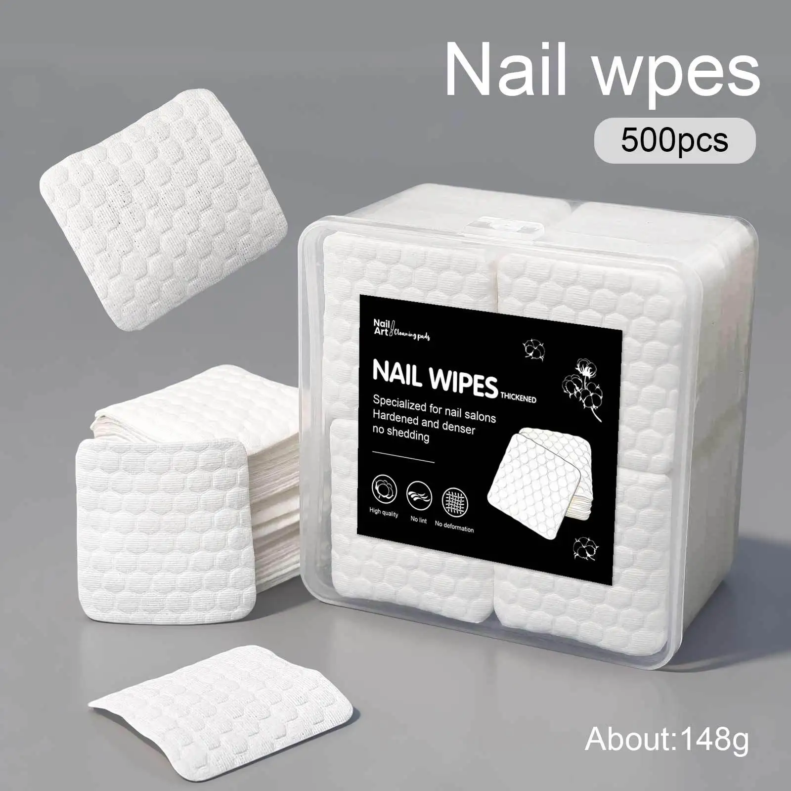 Klimonla 200/500 Stück/Packung/Box Solide Langlebige Nagelwerkzeuge Maniküre Gel-Nagellack-Entferner-Pads Fusselfreie Tücher Servietten Wraps