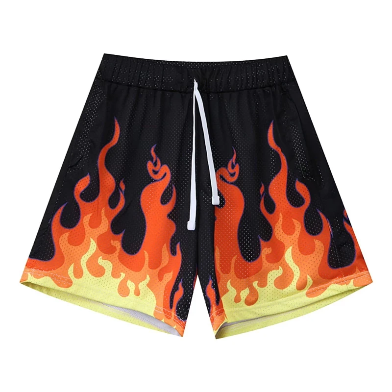 

Cool Flame Graphic Short Pants For Men Fashion Summer Hip Hop 3D Printed Beach Shorts Cool Streetwear Harajuku Swim Trunks Man