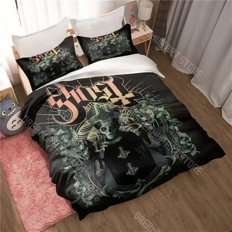 2026 3D Print Sweden Rock Band Ghost Quilt Covers Bedding Dormitory Sheets Three-piece Bedding Set Three-piece Soft Warm Bedding