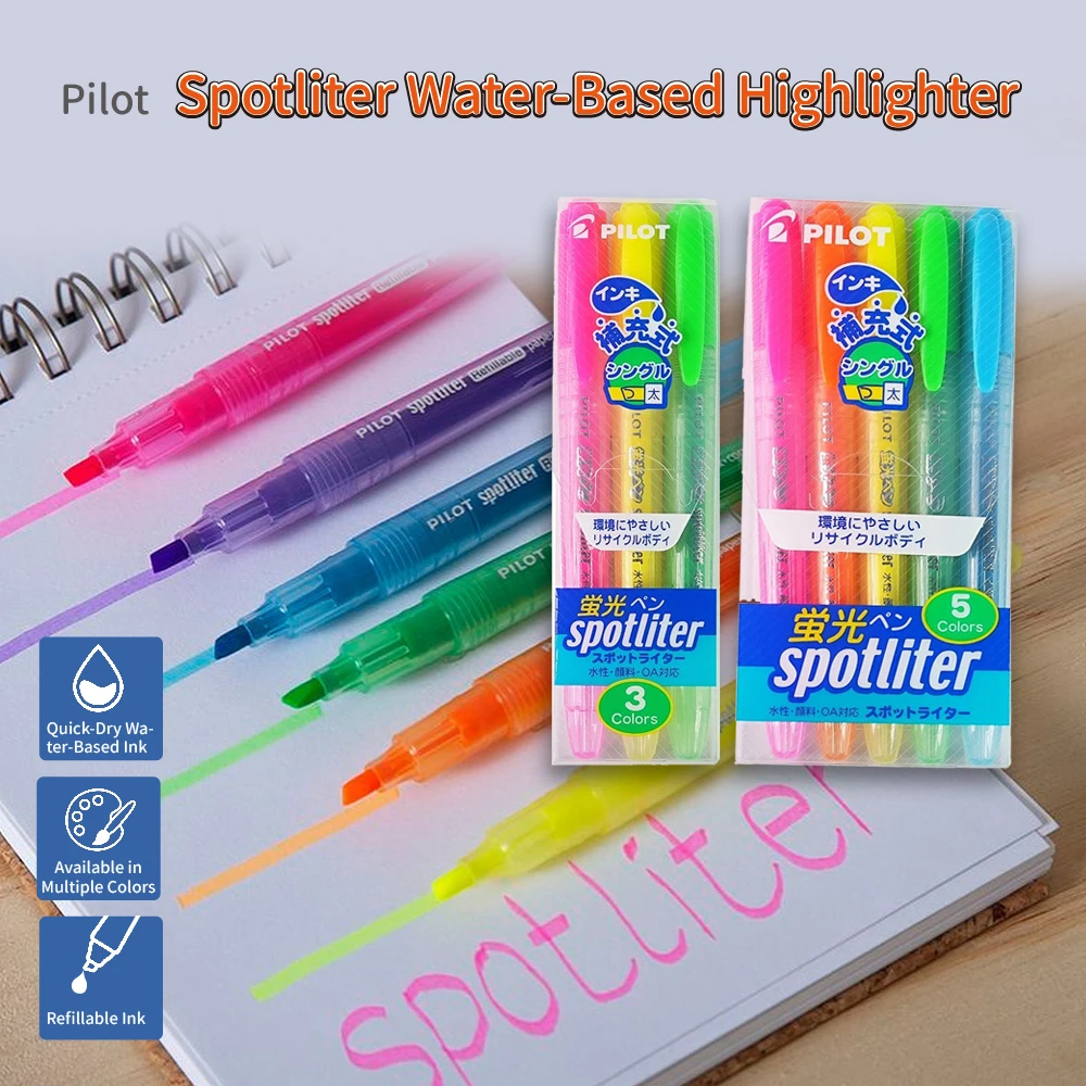 

Pilot Spotliter Маркер на водной основе Двухнаконечник Двухцветный маркер Многоразовые чернила Быстросохнущие гладкие письменные принадлежности Японии Канцелярские принадлежности