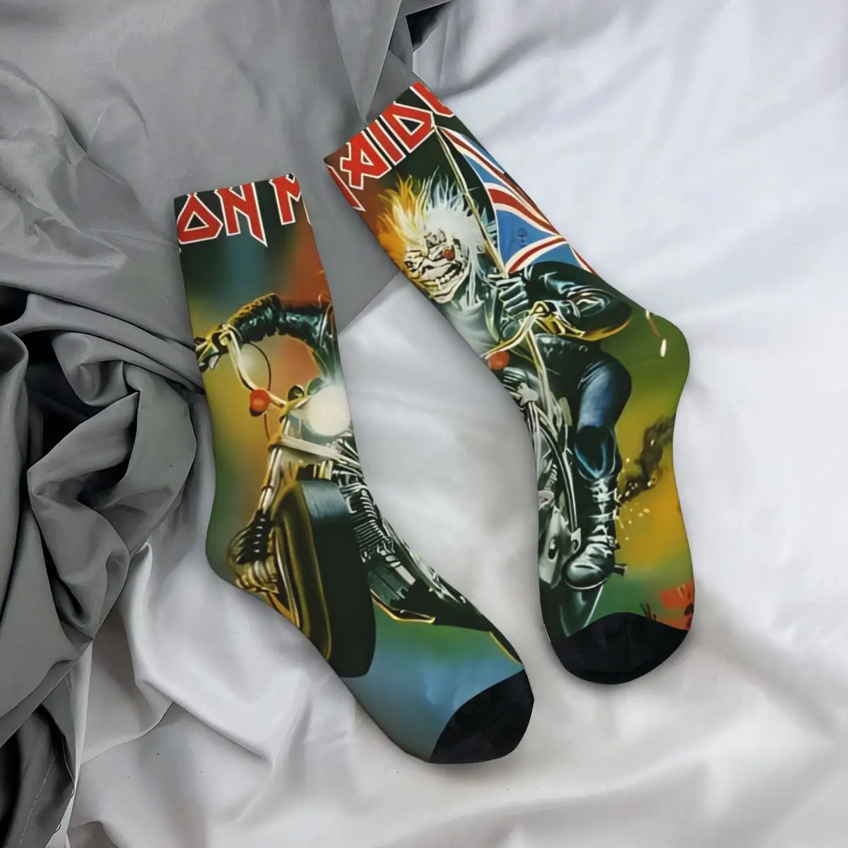 

Iron Maidens Socks Creazy Design Funny Stockings Autumn Non Slip Men Socks Soft Breathable Graphic Running Sports Socks