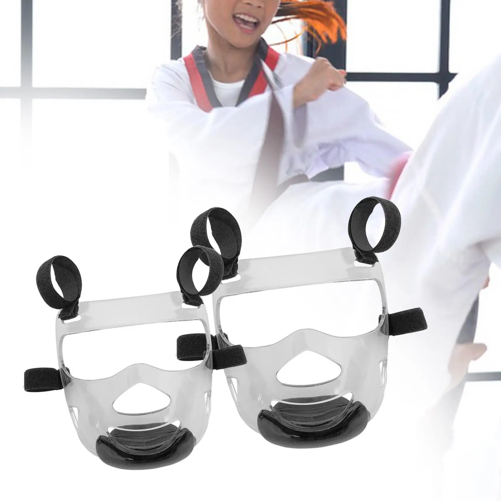 Taekwondo Boxing Training Headgear Adjustable PU Face Shield Guard Full Protection Cover for Kids Martial Arts