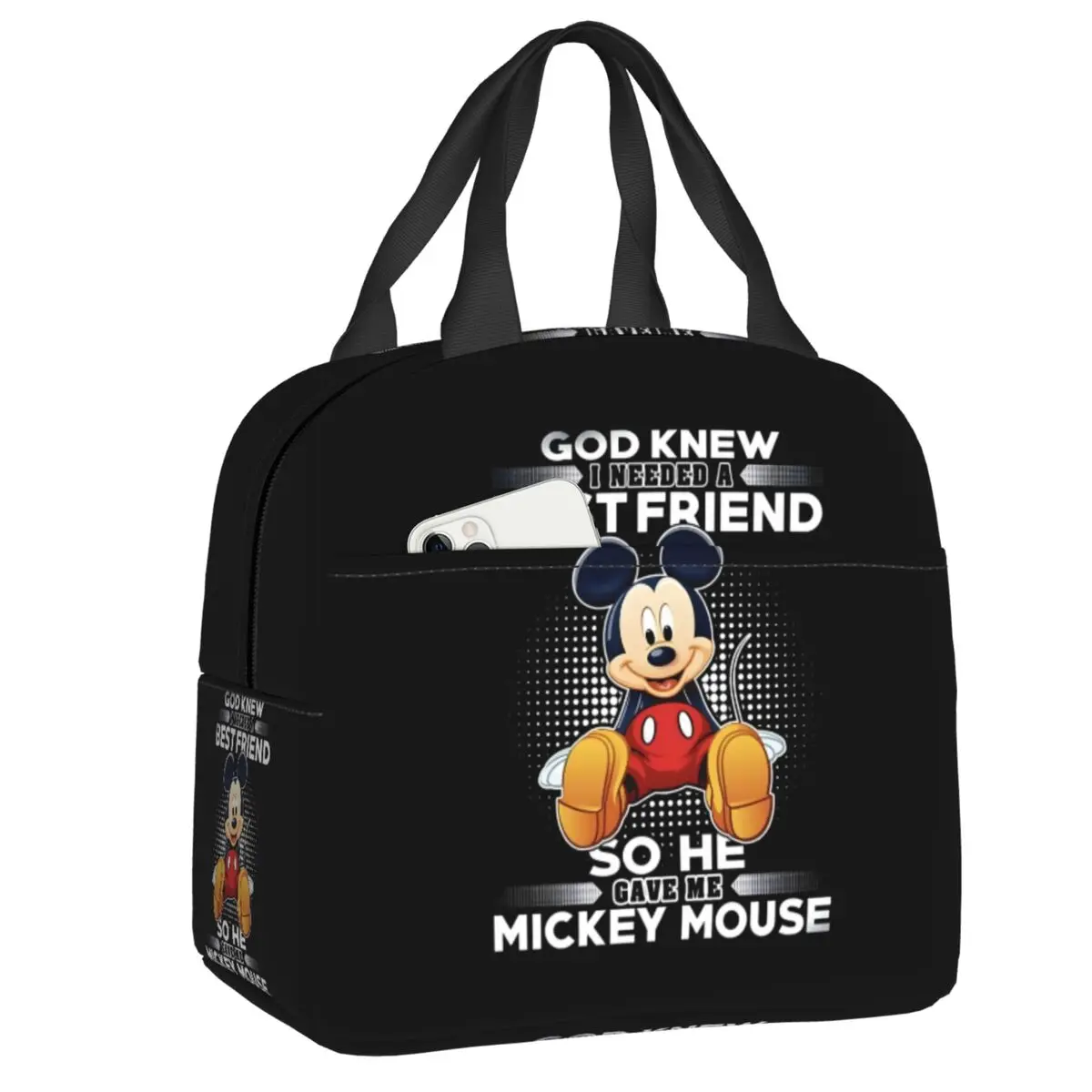 

Custom Mickey Mouse Lunch Bag Women Portable Cooler Thermal Insulated Lunch Box for School Office Outdoor Storage Food Bento Box