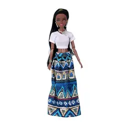 Muñeca negra femenina de 30cm, artículos Kawaii, figura de moda, pelo largo, juguetes para mujer, Barbie, juego para niños, regalo de cumpleaños para niña