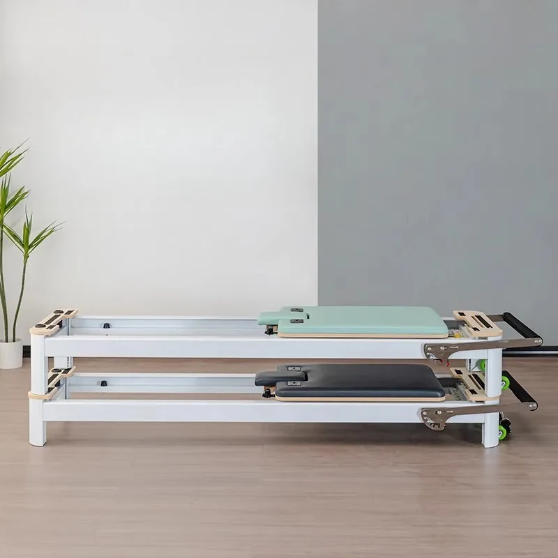 

Pilates core bed full track yoga studio home foldable private fitness equipment aluminum alloy small white bed
