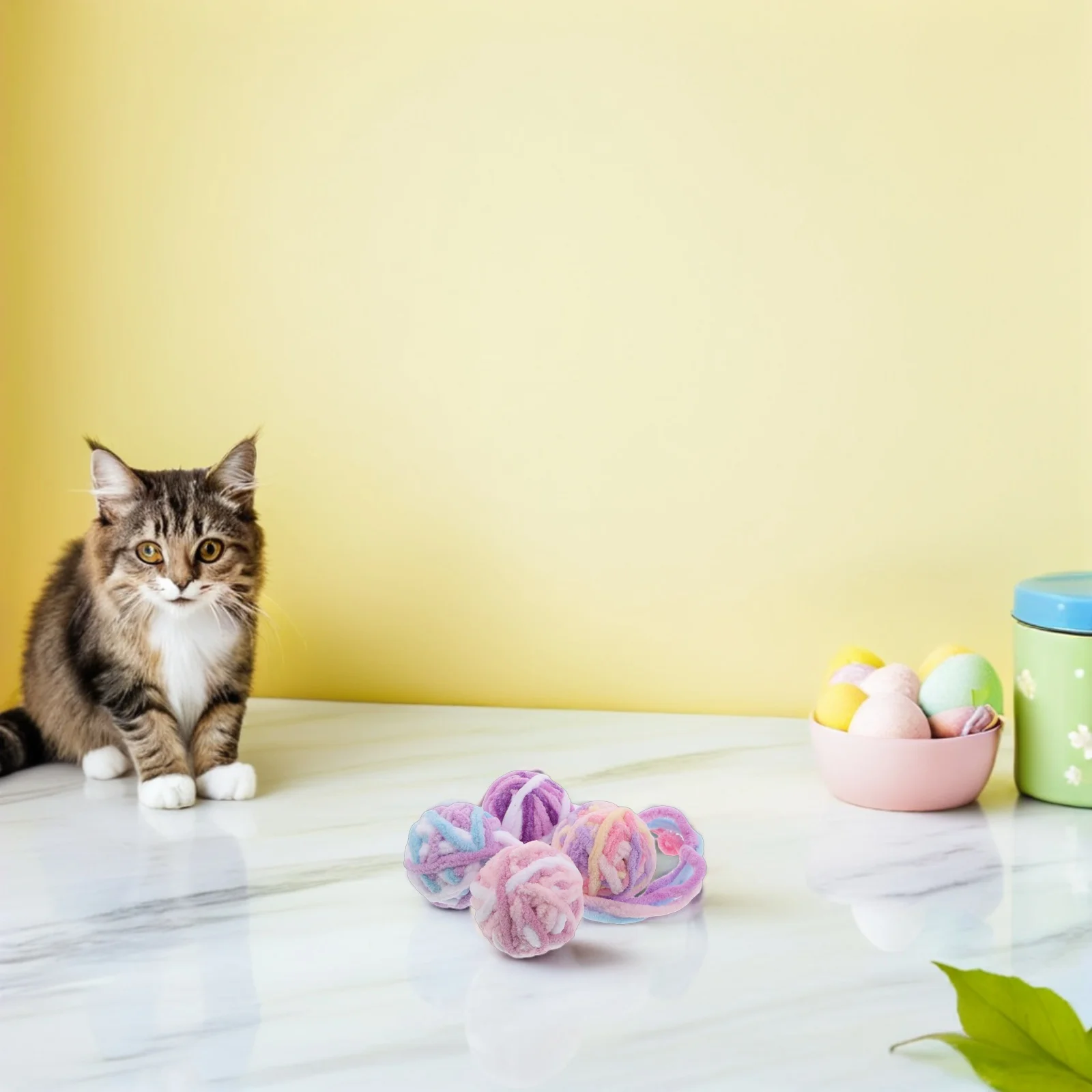 

20pcs Cat For Indoor Cats Wool Balls With Tail Bell Inside Interactive Sound Chirping Boredom Relief Chew Teething Puff Ball