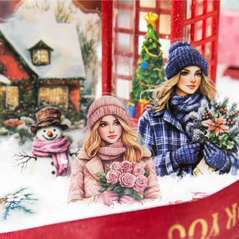 

С Рождеством серии, винтажный снежный персонаж, фестиваль, пейзаж, наклейка для домашних животных, креативный материал для журнала «сделай сам», канцелярские принадлежности для коллажа